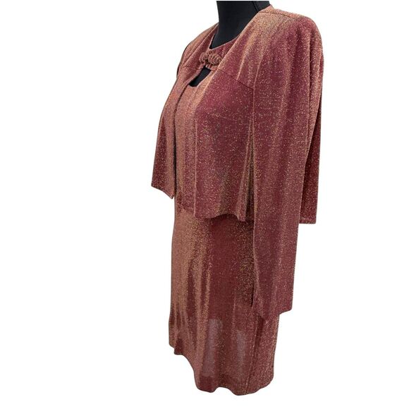 Vintage Julian Wilder Burgundy Gold Acetate Blend Dress‎ & Jacket Size 8 - Picture 11 of 14